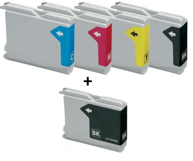 Brother LC1000/LC51 Compatible Ink Cartridges Full Set of 5  (2 x Black 1 x Cyan/Magenta/Yellow)
